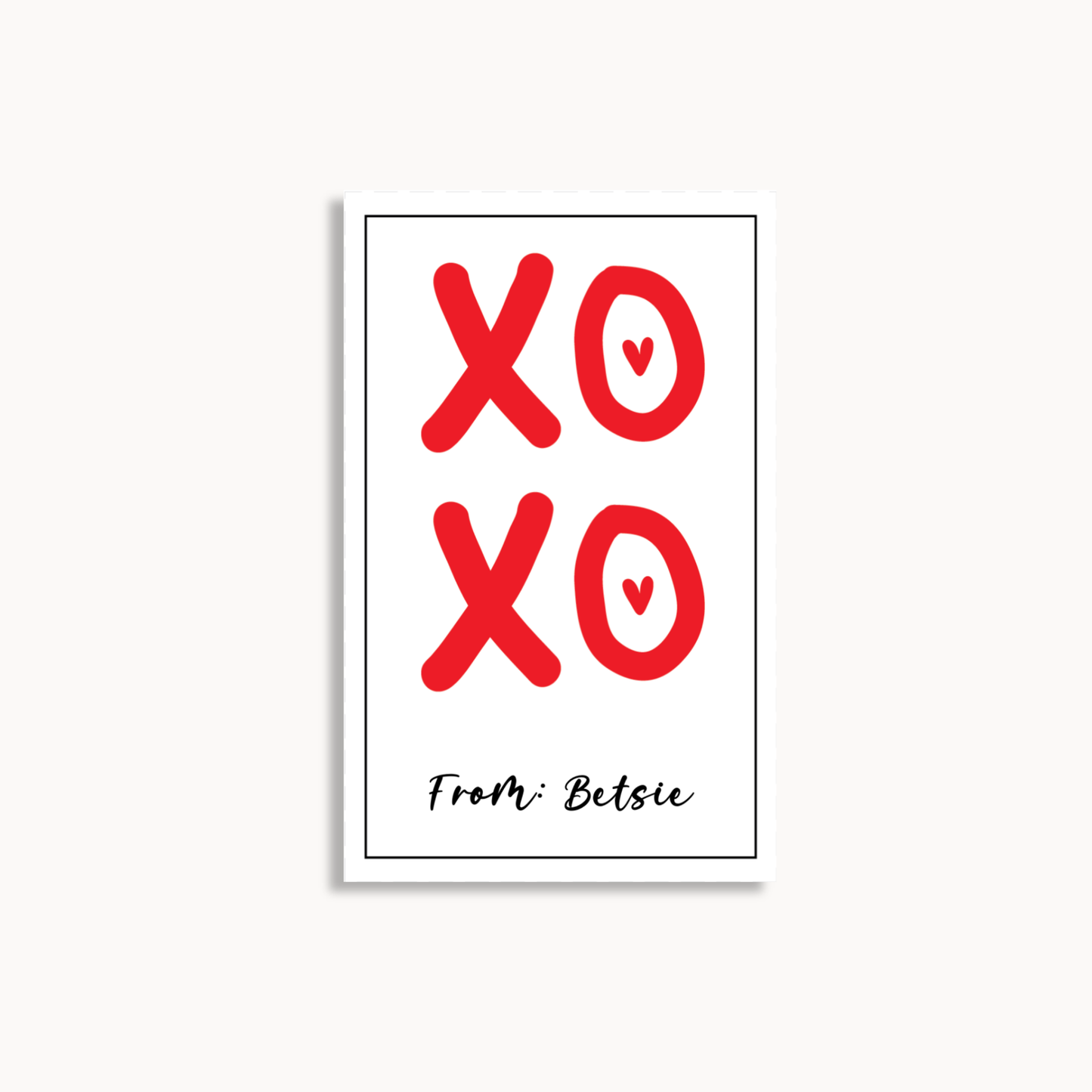 XOXO Valentine Gift Tag Printable