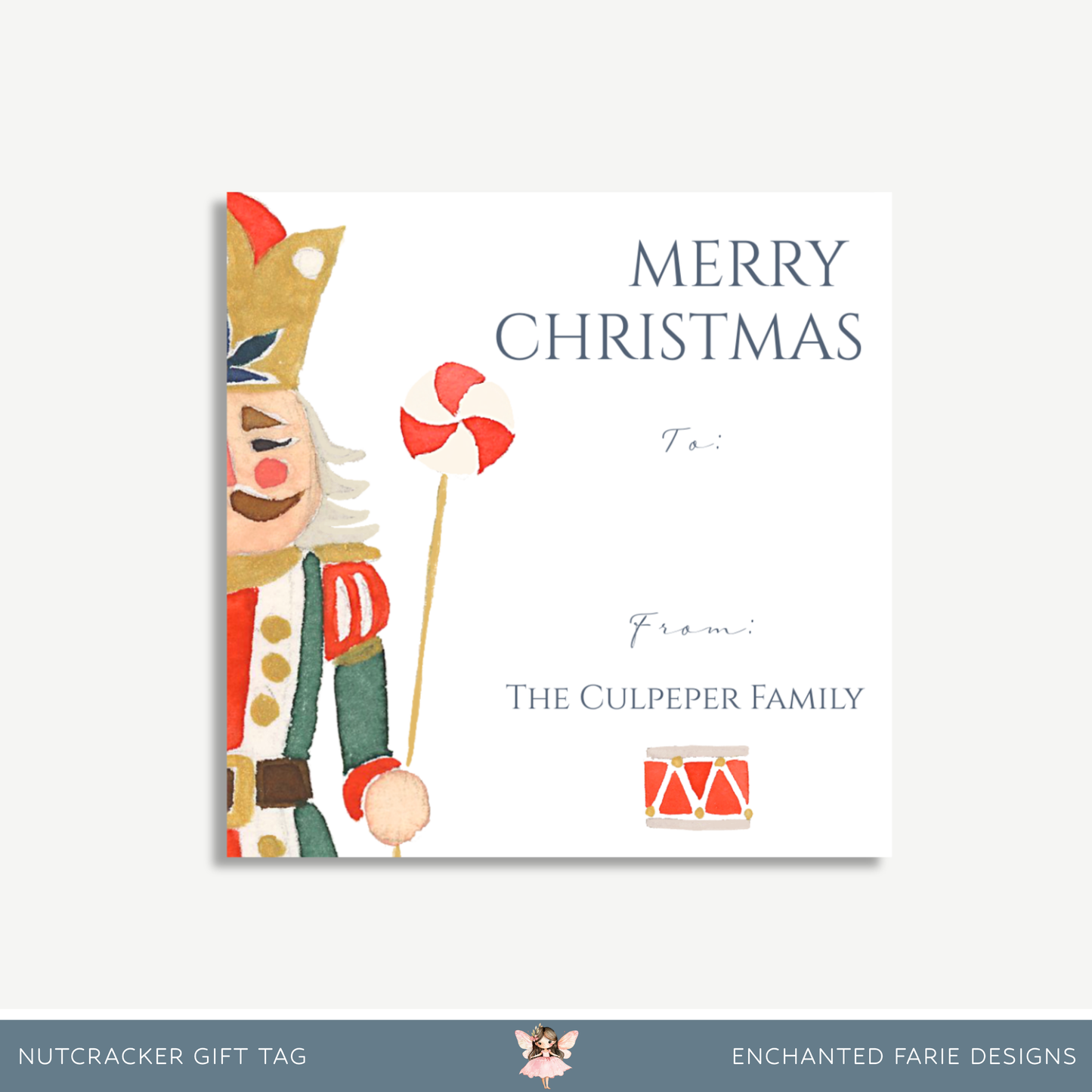 Red Nutcracker Christmas Gift Tag