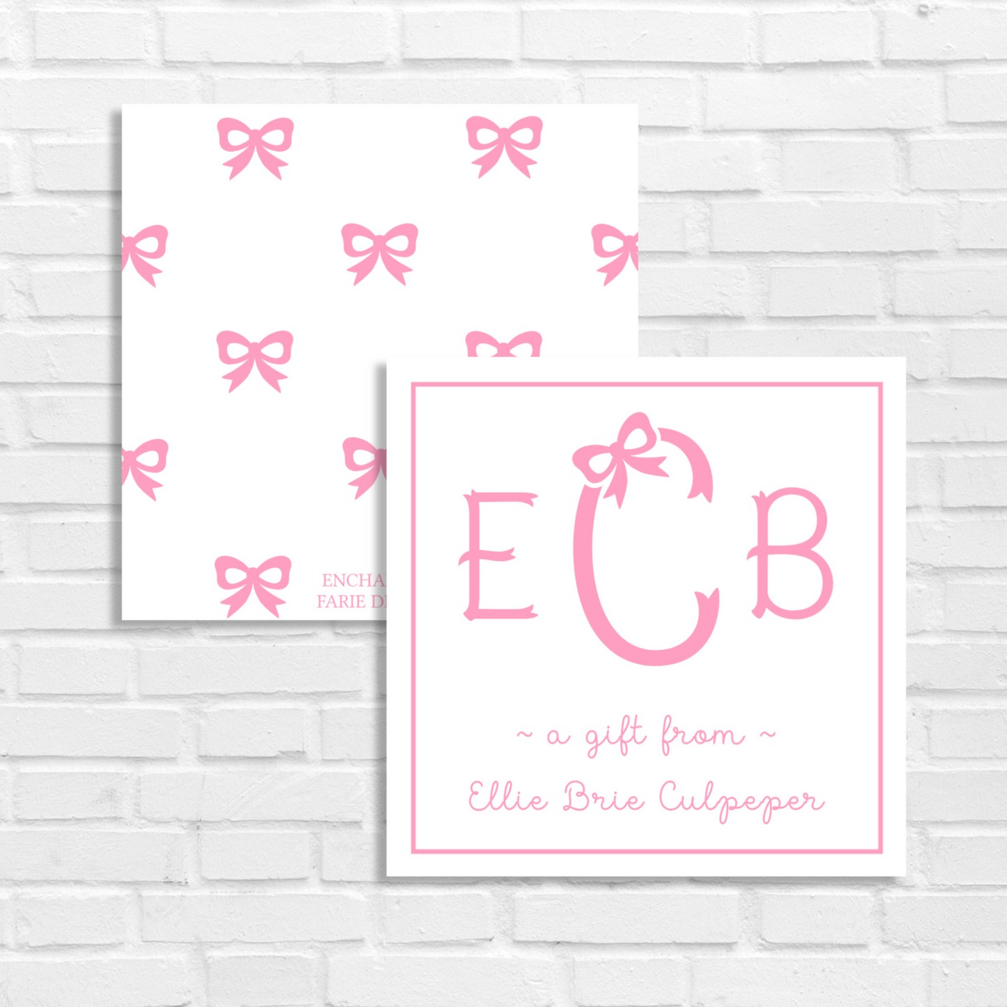 Printable Calling Cards for Girls, Pink Bow