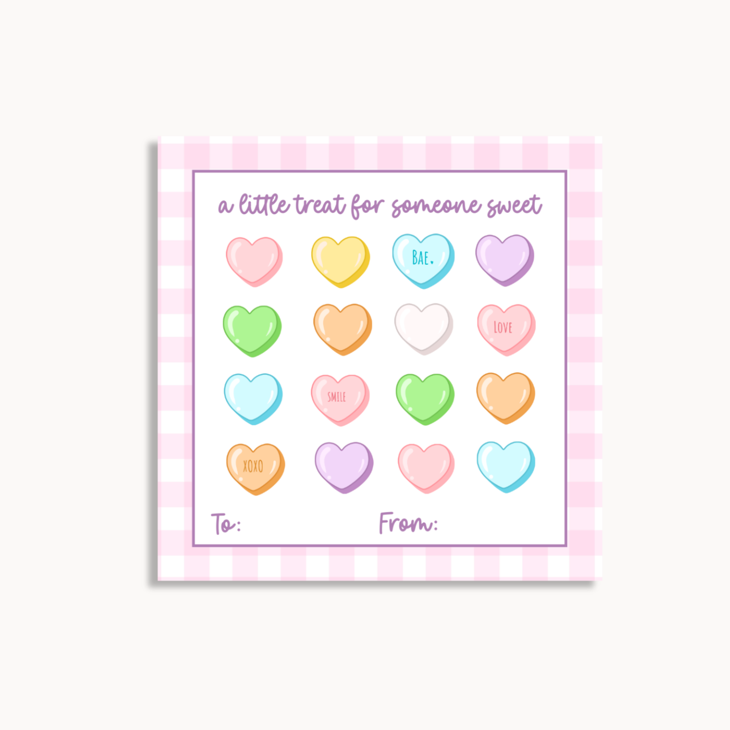 Conversational Hearts Gift Tag | 3x3 Printable Valentine Tag