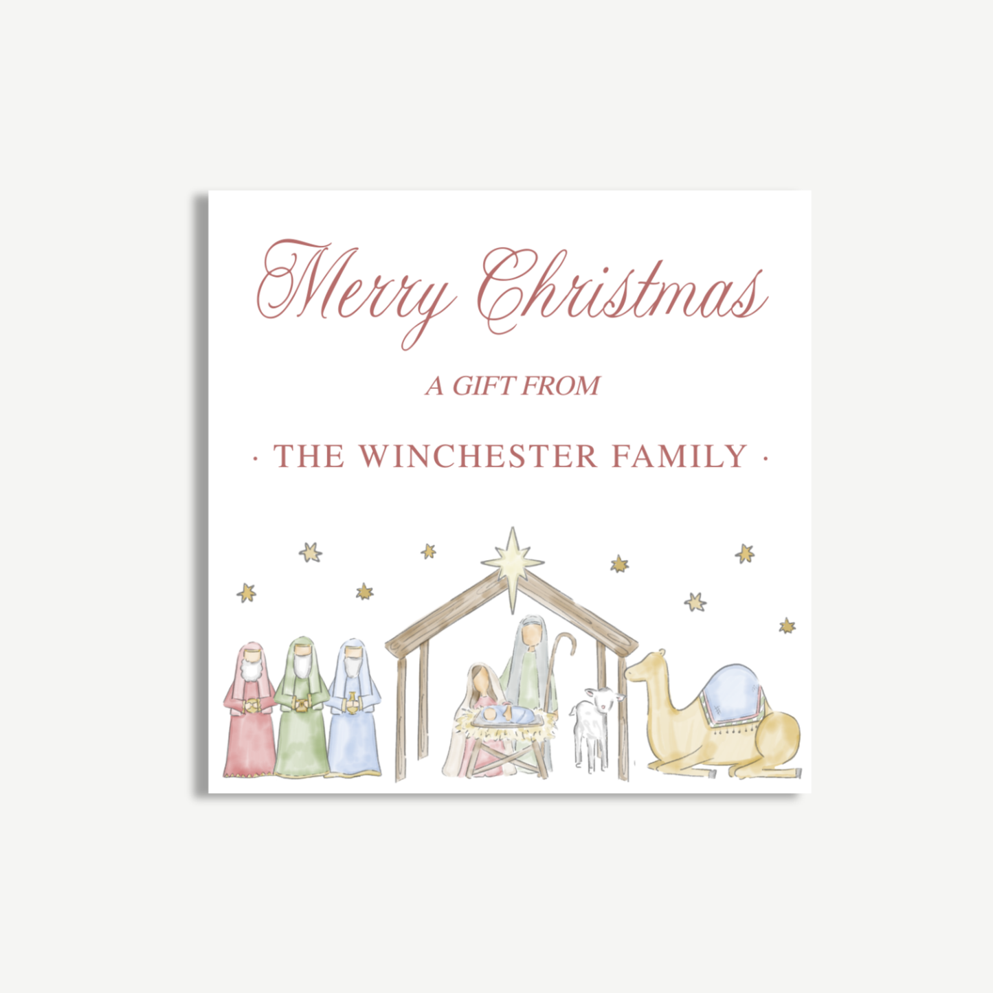 🎄 Nativity Scene Christmas Gift Tag – Printable Holiday Tags
