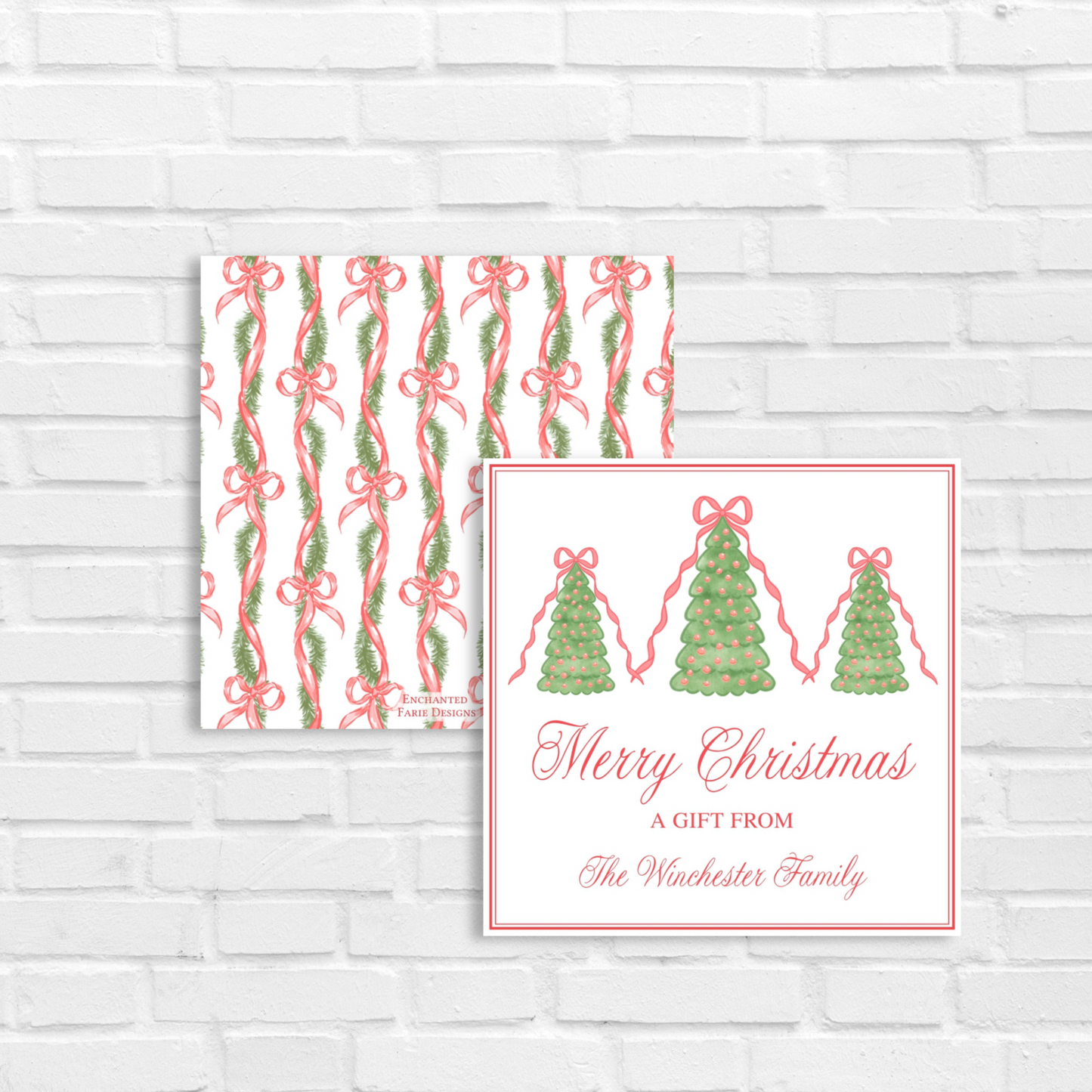 Red Christmas Tree Gift Tag