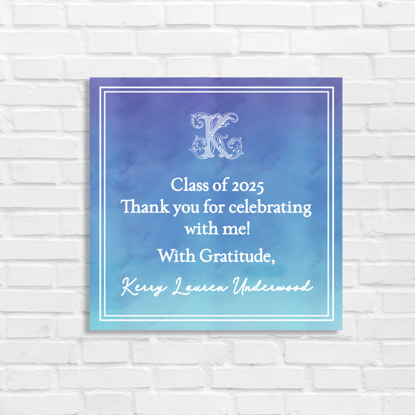 Elegant Ombre Blue Graduation Gift Tag