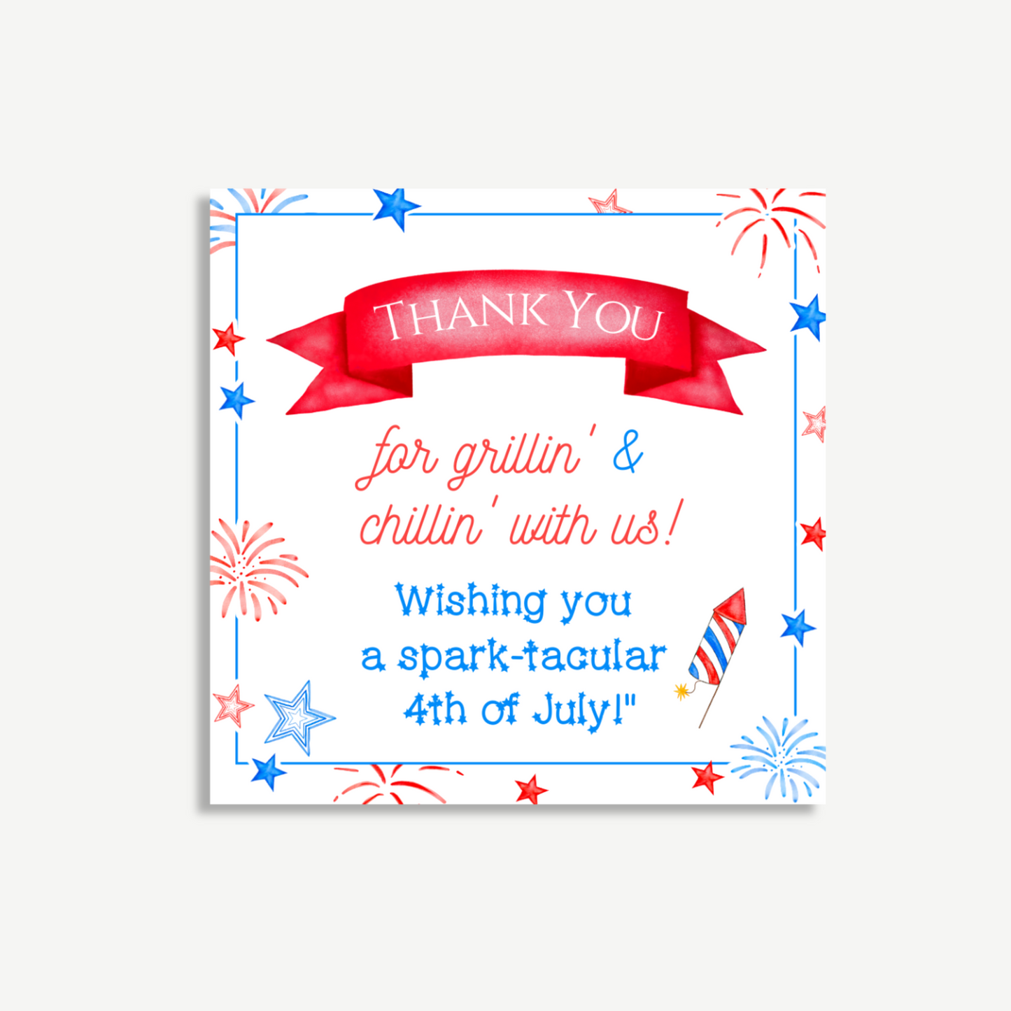Red, White & BBQ Gift Tag – 4th of July Printable Favor Tag |