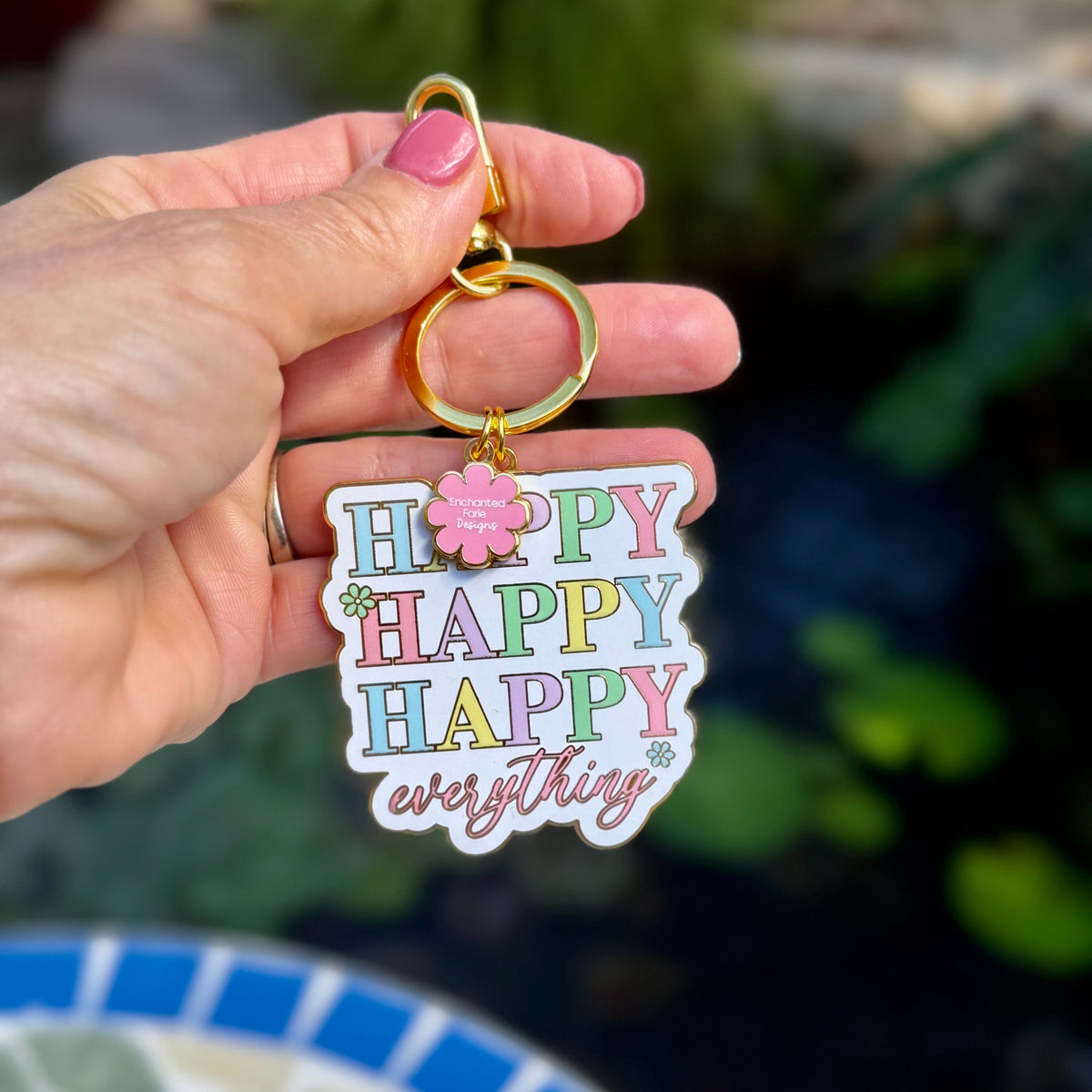 Happy Everything Keychain – Pastel Key Ring