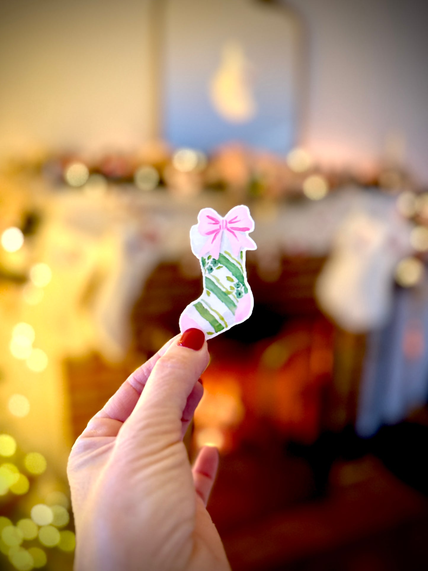 Whimsical Holiday Stocking Vinyl Sticker