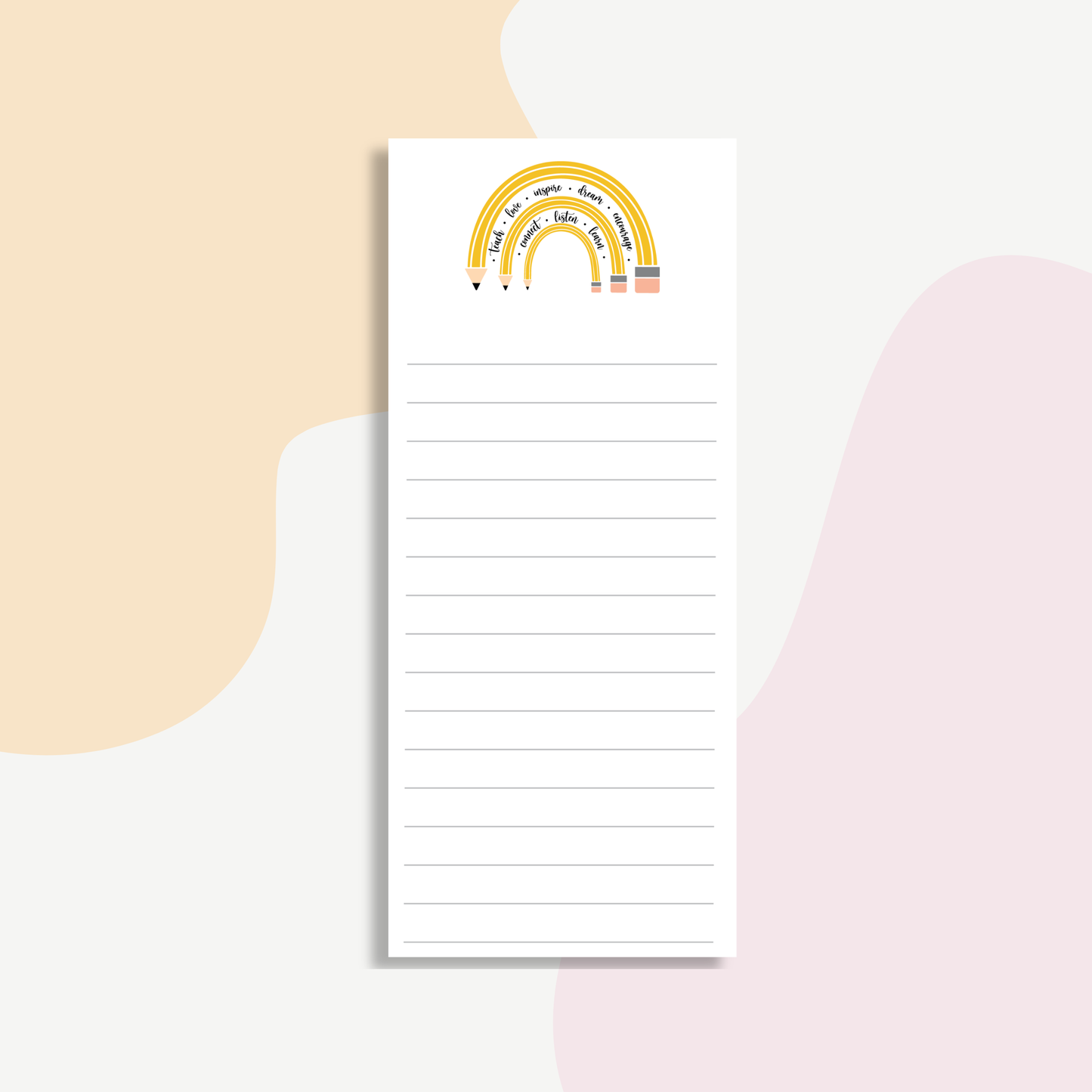 Teacher Rainbow Notepad | Inspirational Lined List Pad