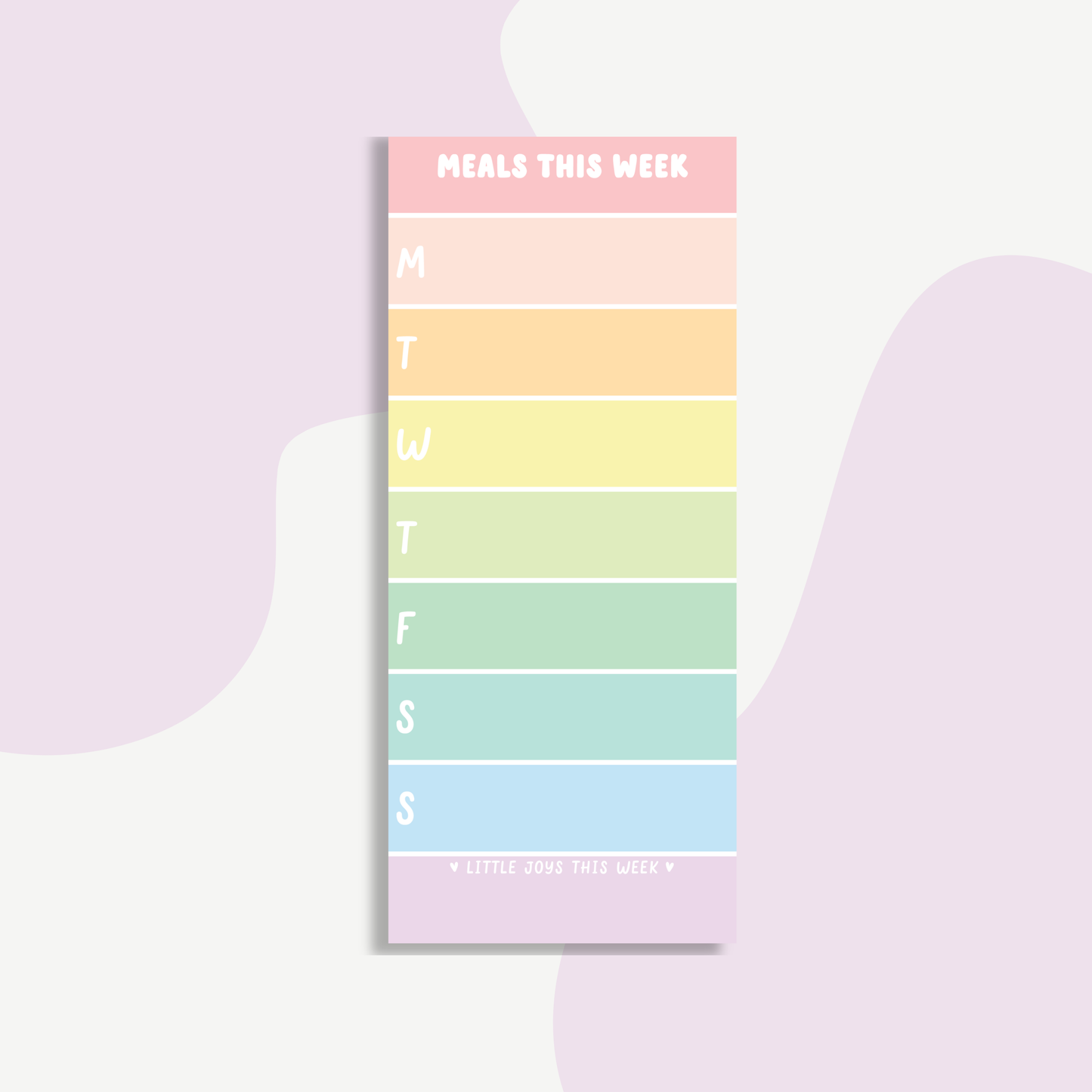 Pastel Weekly Meals Notepad | Cute Meal Planner Pad