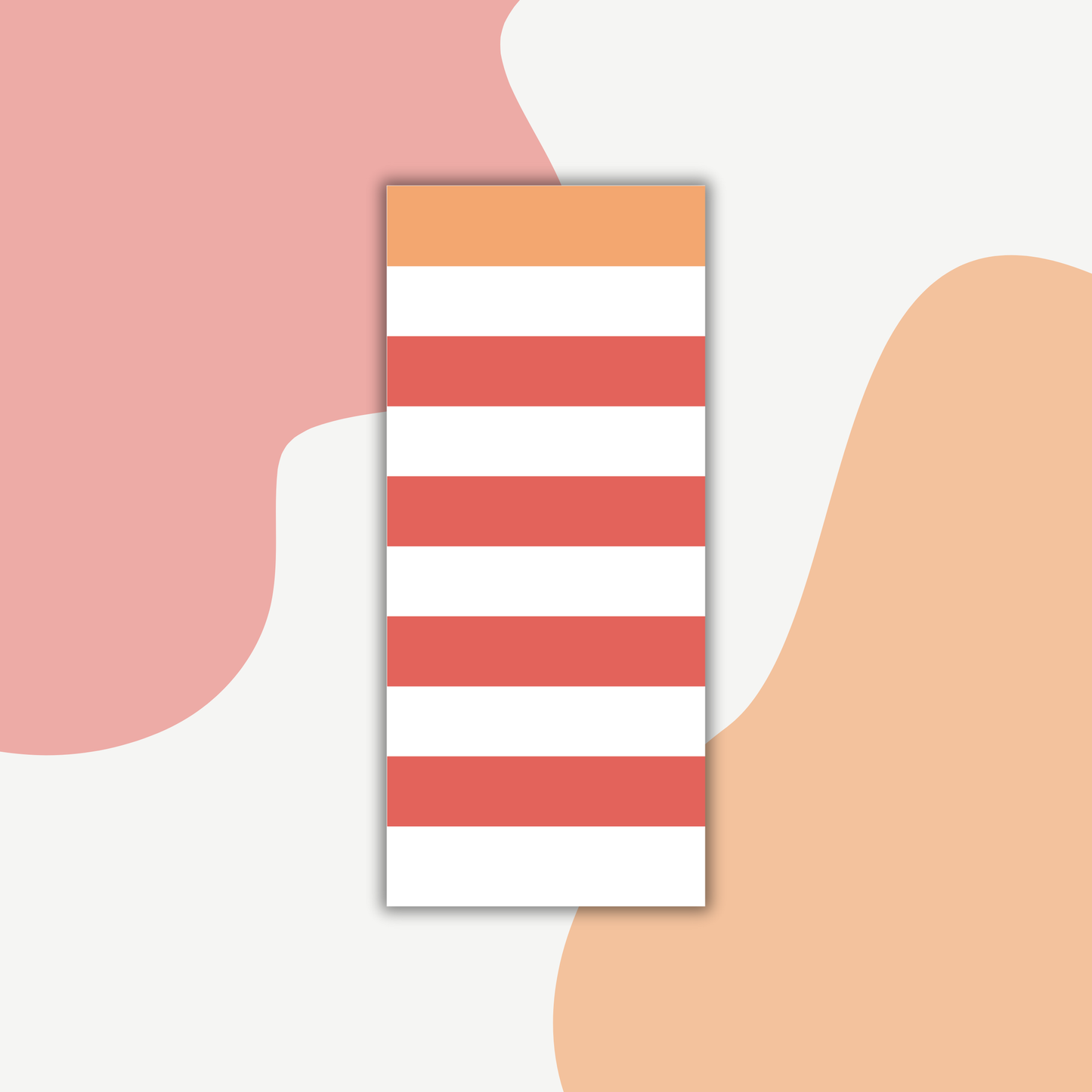 Coral Striped Notepad | Minimal Desk Note Pad | Modern Stationery Gift
