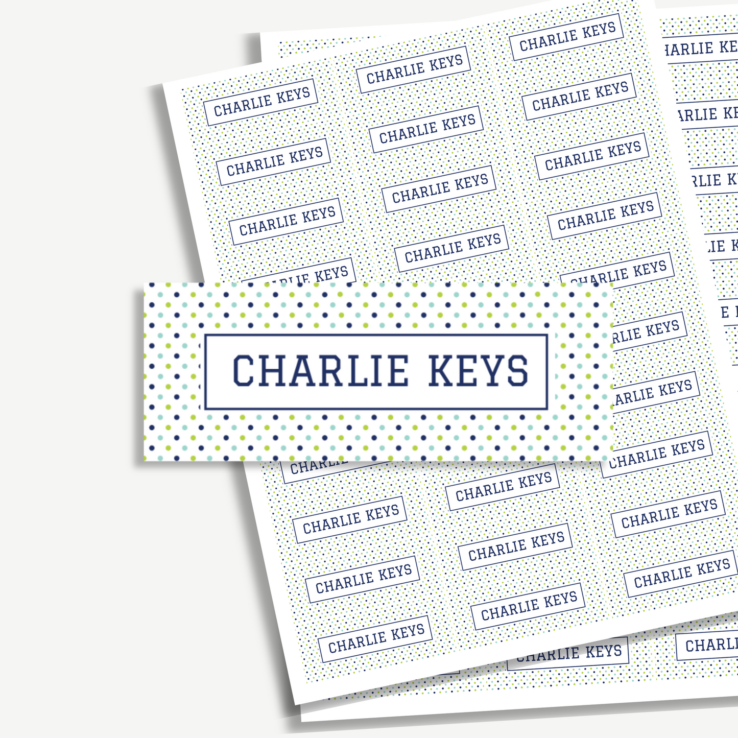 Personalized School Name Labels - Water Resistant - Set of 60 - Polka Dots