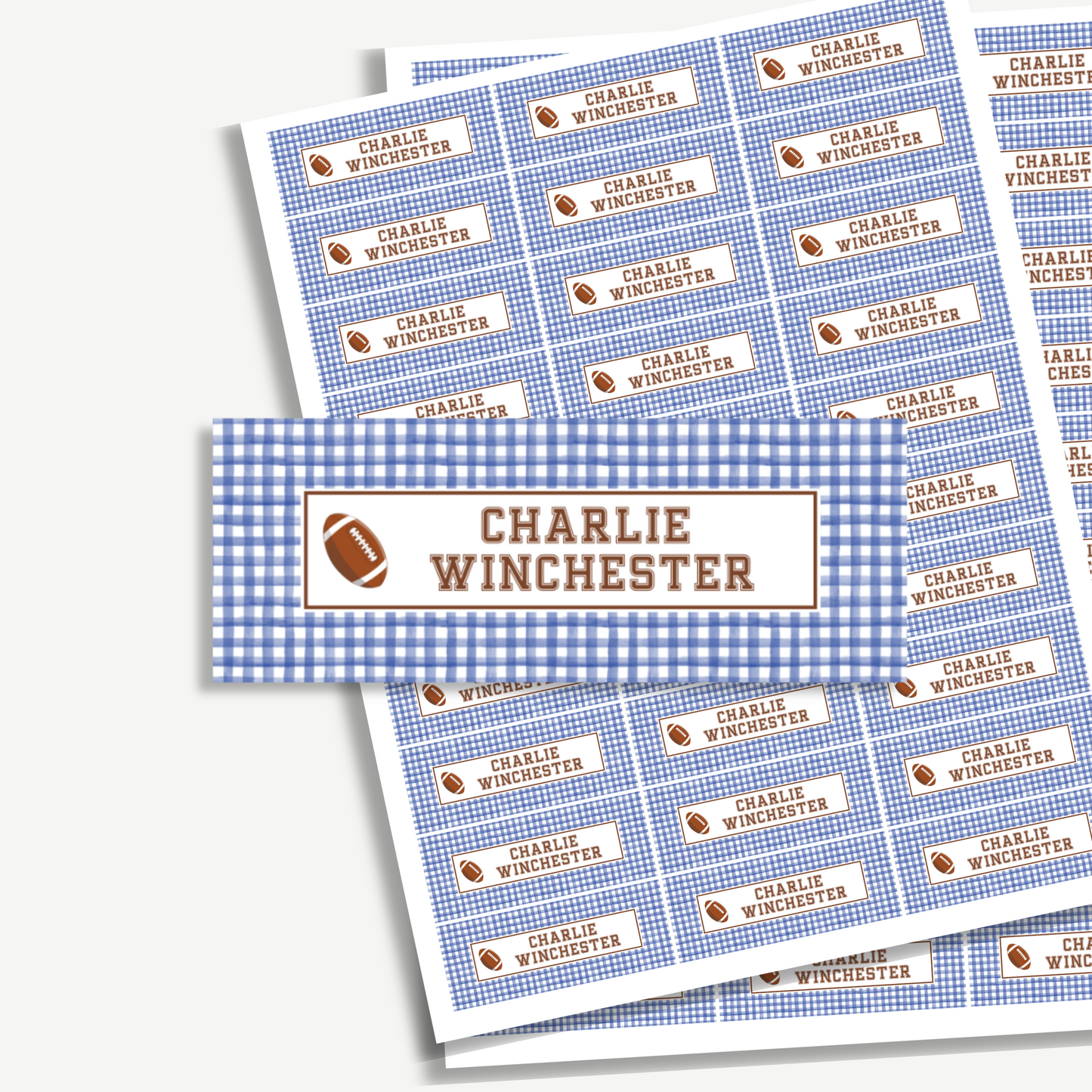 Personalized School Name Labels - Water Resistant - Set of 60 - Football