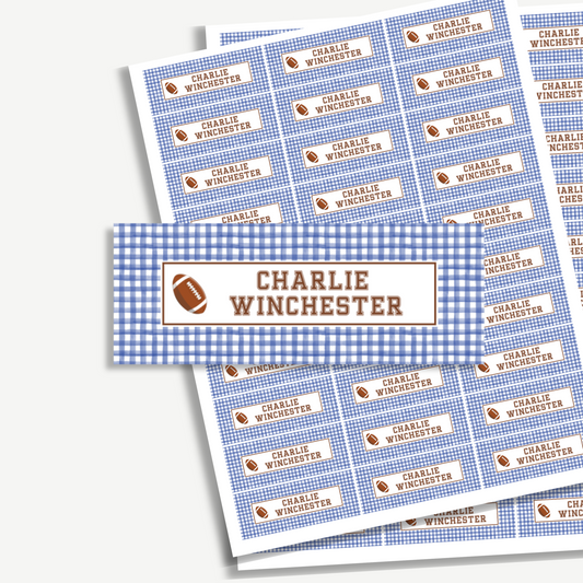 Personalized School Name Labels - Water Resistant - Set of 60 - Football