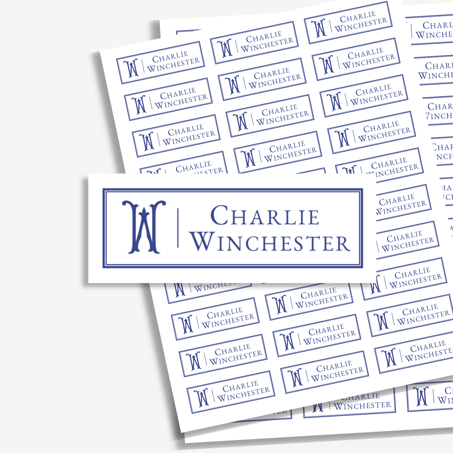 Personalized School Name Labels - Water Resistant - Set of 60 - Monogram Initial