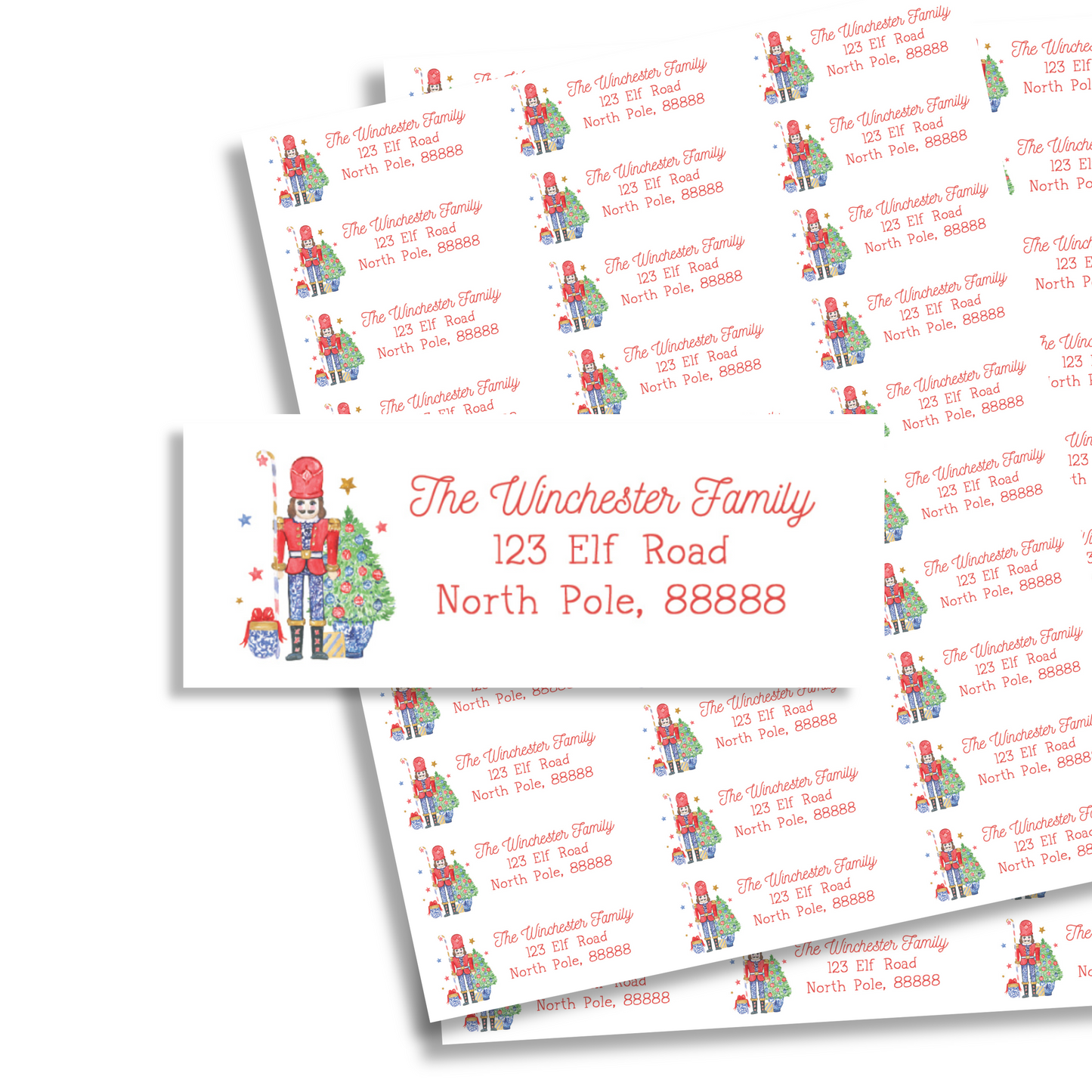 Blue Nutcracker - Printed Return Labels | Set of 60 Labels