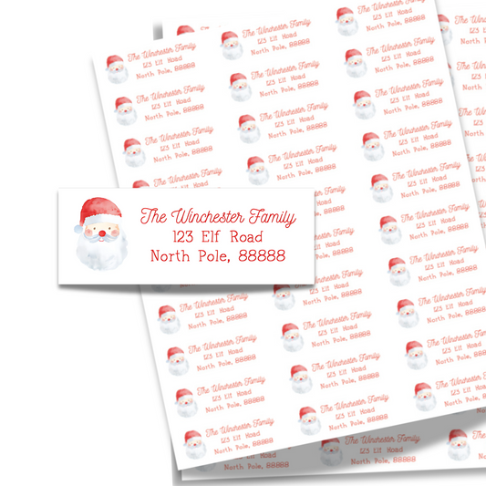 Santa Face Printed Return Labels