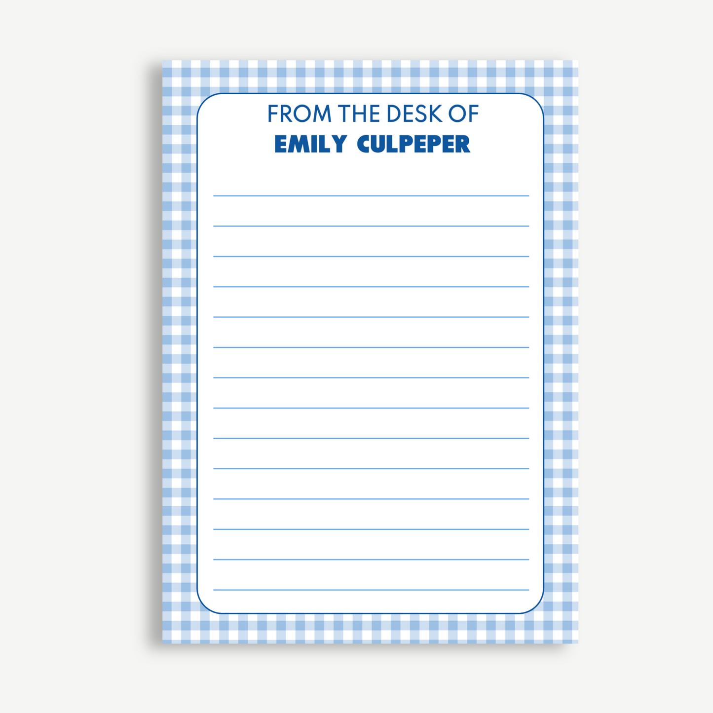 Classic Gingham Personalized Notepad – 5x7"