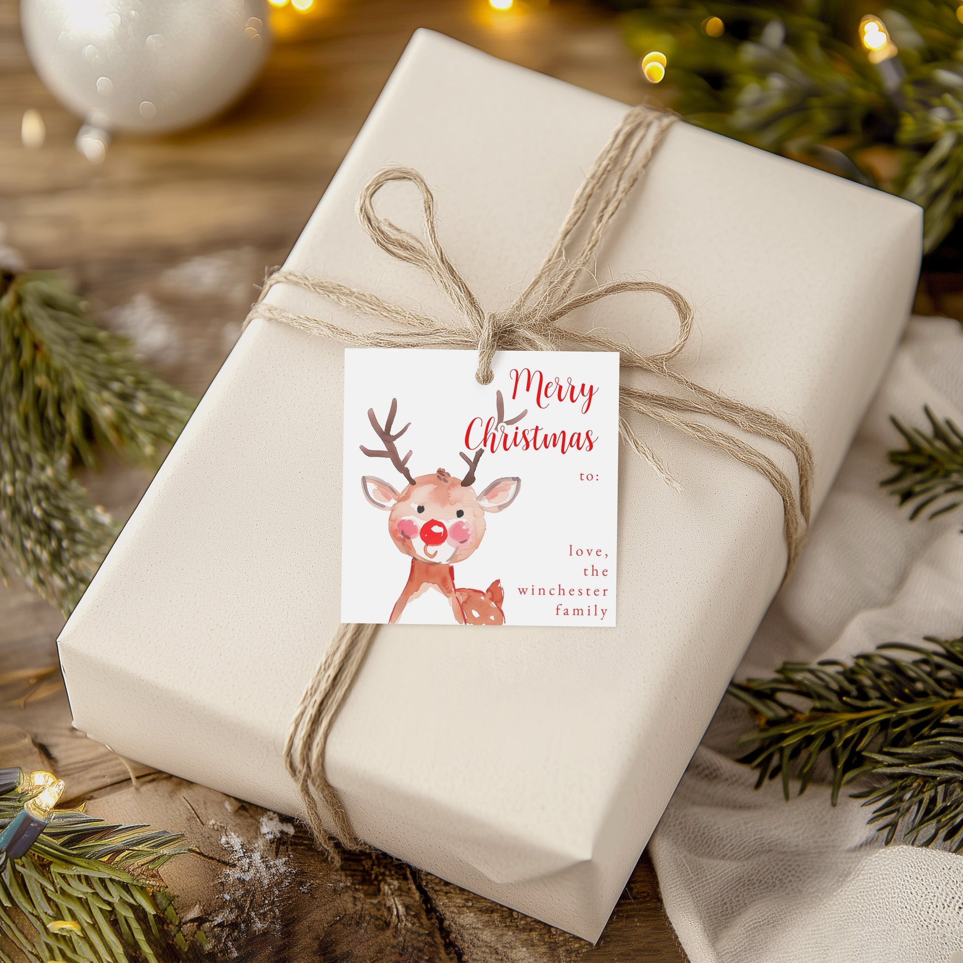Printable Reindeer Design Tag
