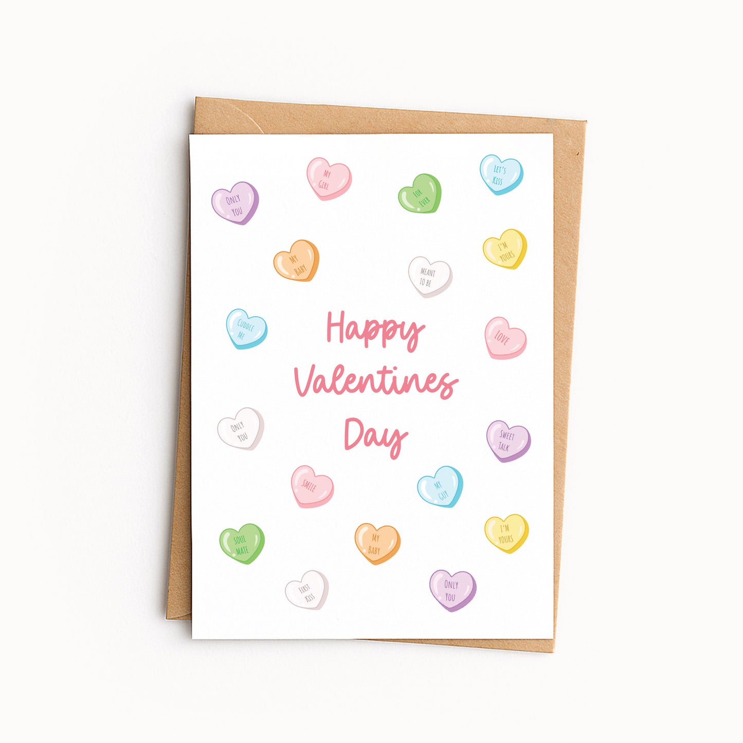 Happy Valentine’s Day Candy Hearts Greeting Card 5x7 | Blank Inside
