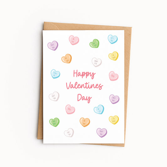 Happy Valentine’s Day Candy Hearts Greeting Card 5x7 | Blank Inside