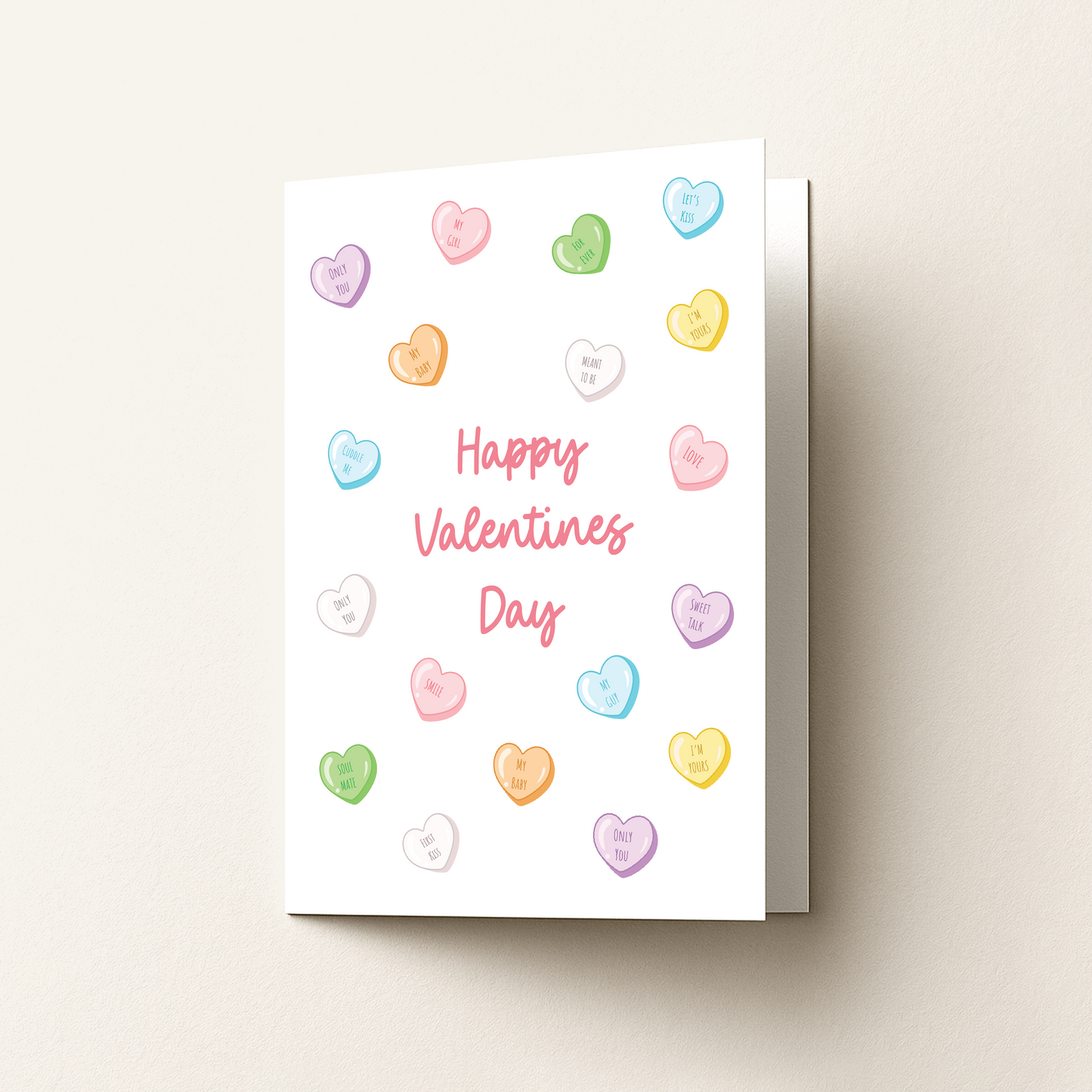 Happy Valentine’s Day Candy Hearts Greeting Card 5x7 | Blank Inside