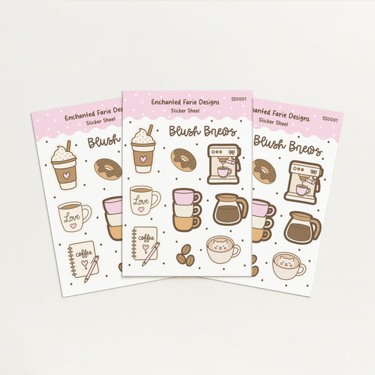 Sticker Sheet - Blush Brews Coffee Lover