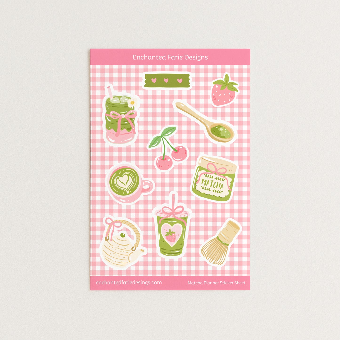 Strawberry Matcha Planner Sticker Sheet