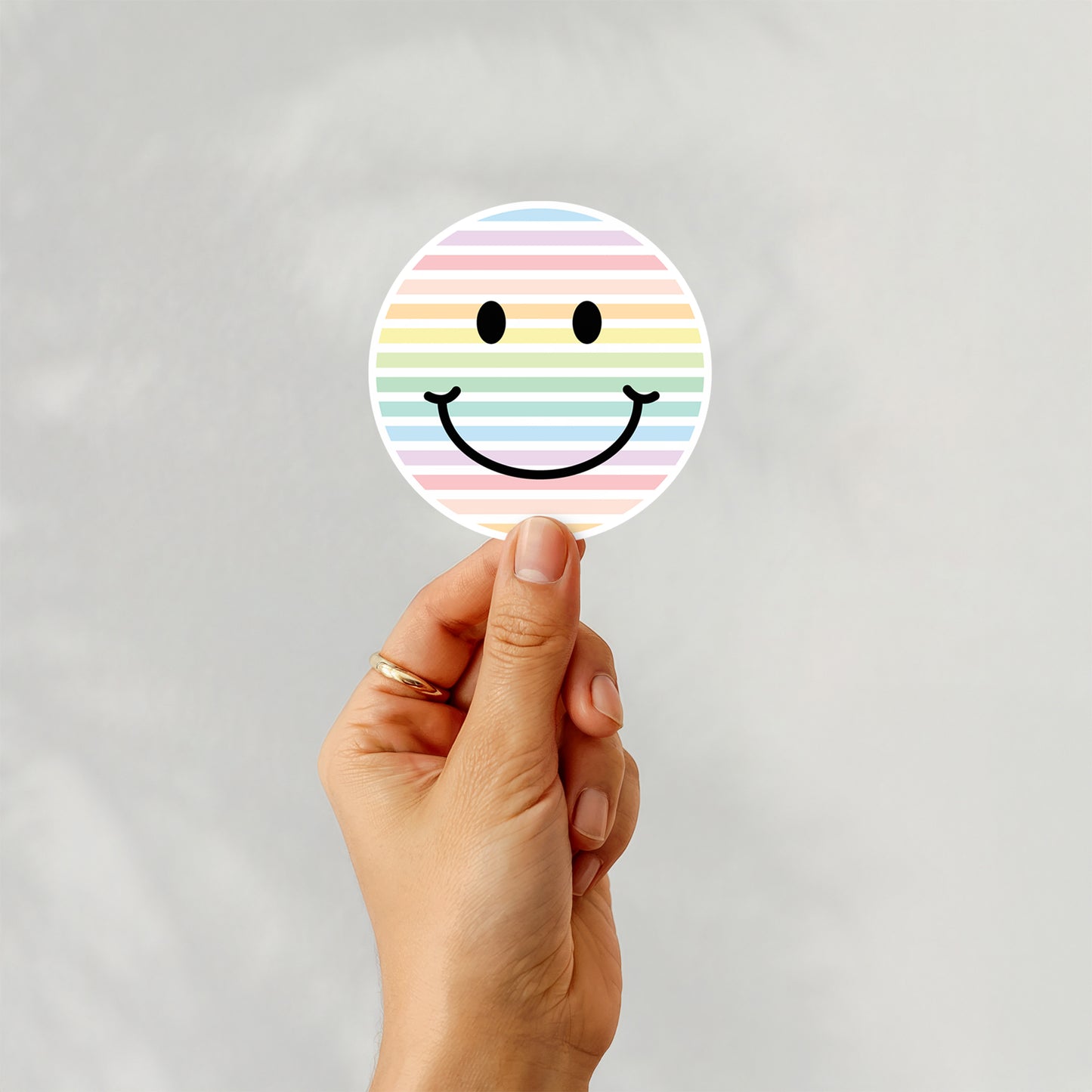 Pastel Smiley Face Sticker – Cute Aesthetic Vinyl