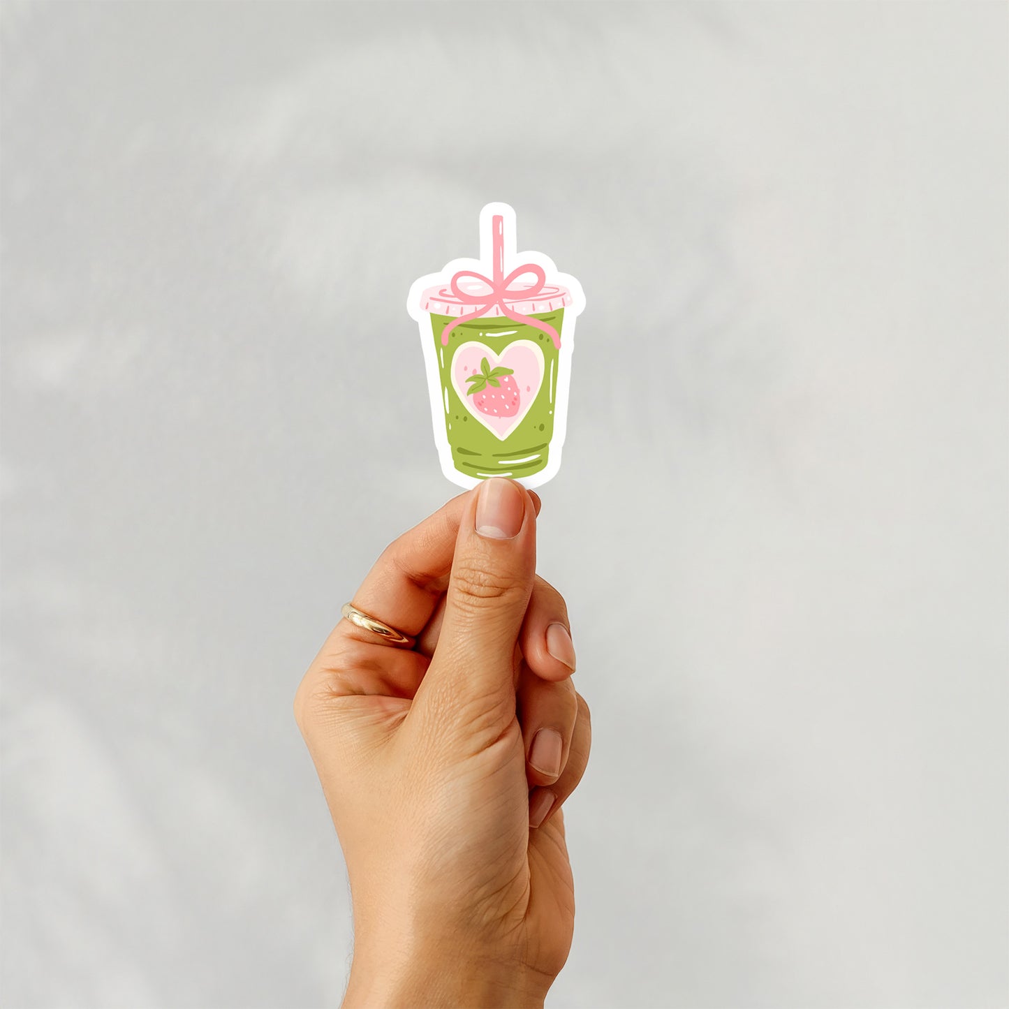Strawberry Matcha Sticker – Cute Aesthetic Vinyl