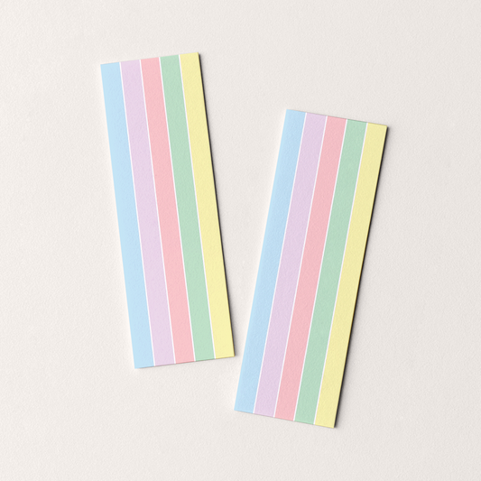 Pastel Striped Bookmark | Cute Aesthetic Bookmark Gift 2 x 6"