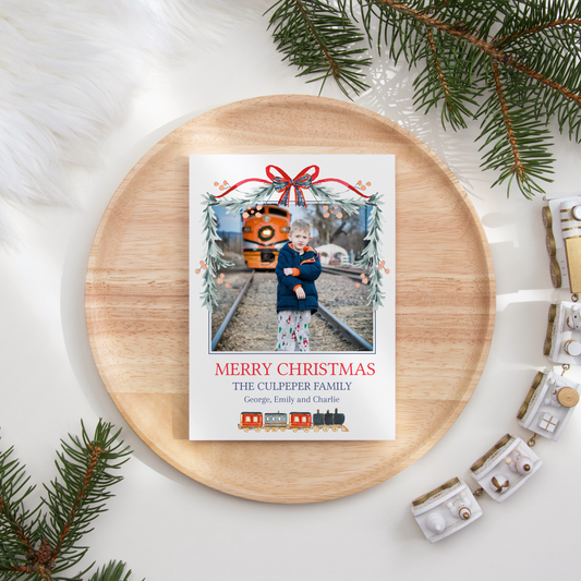 Train Christmas Photo Card | Family Holiday Card