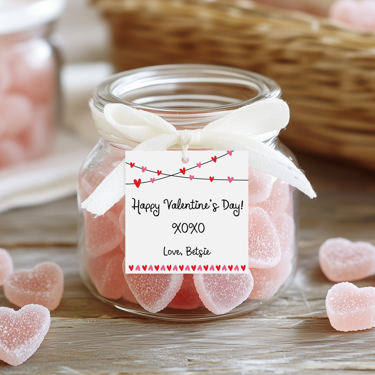 String of Hearts | XOXO Gift Tag 3x3"
