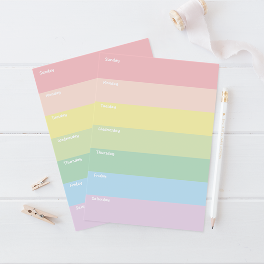Pastel Weekly Planner Notepad | Cute Desk Notepad