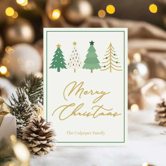 'Tis the Season' Christmas Card Template – Green & Gold Holiday Photo Card  5x7