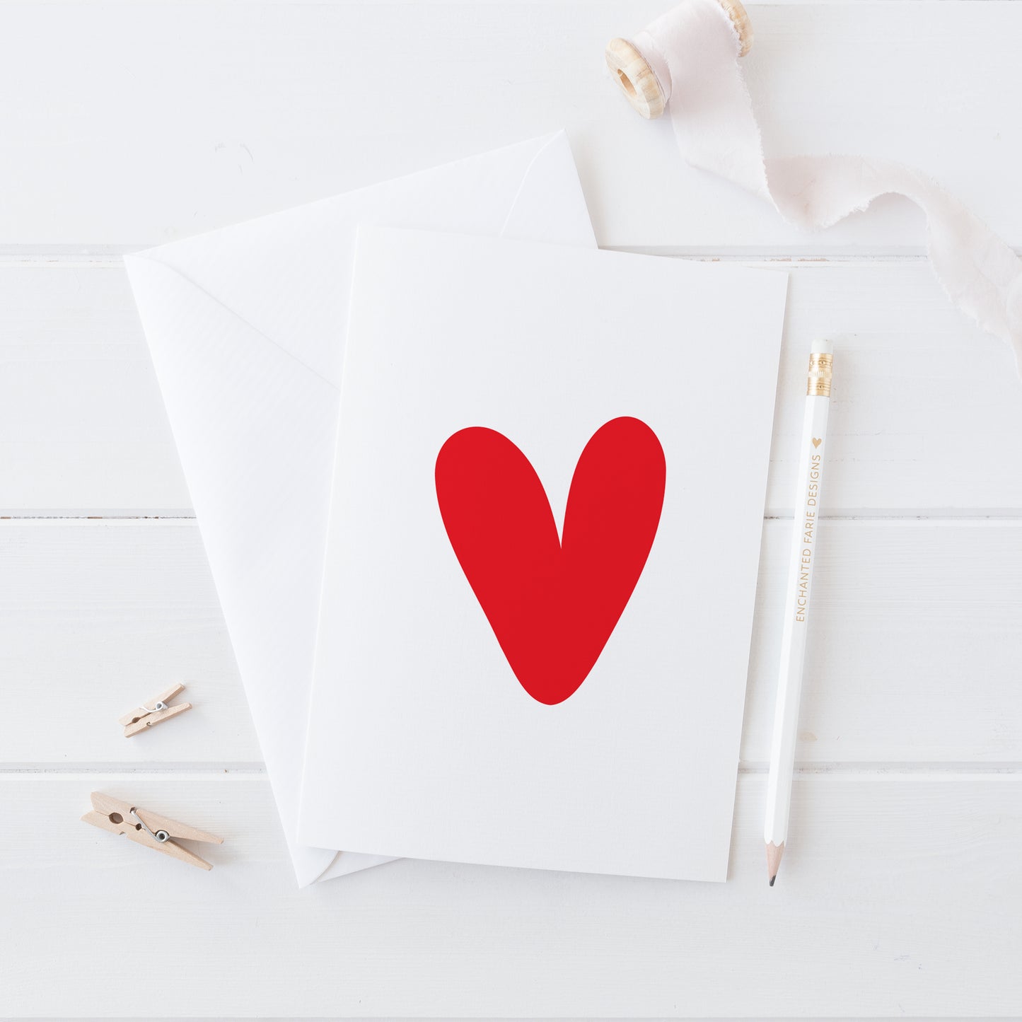 With All My Heart Greeting Card | Simple Love Card