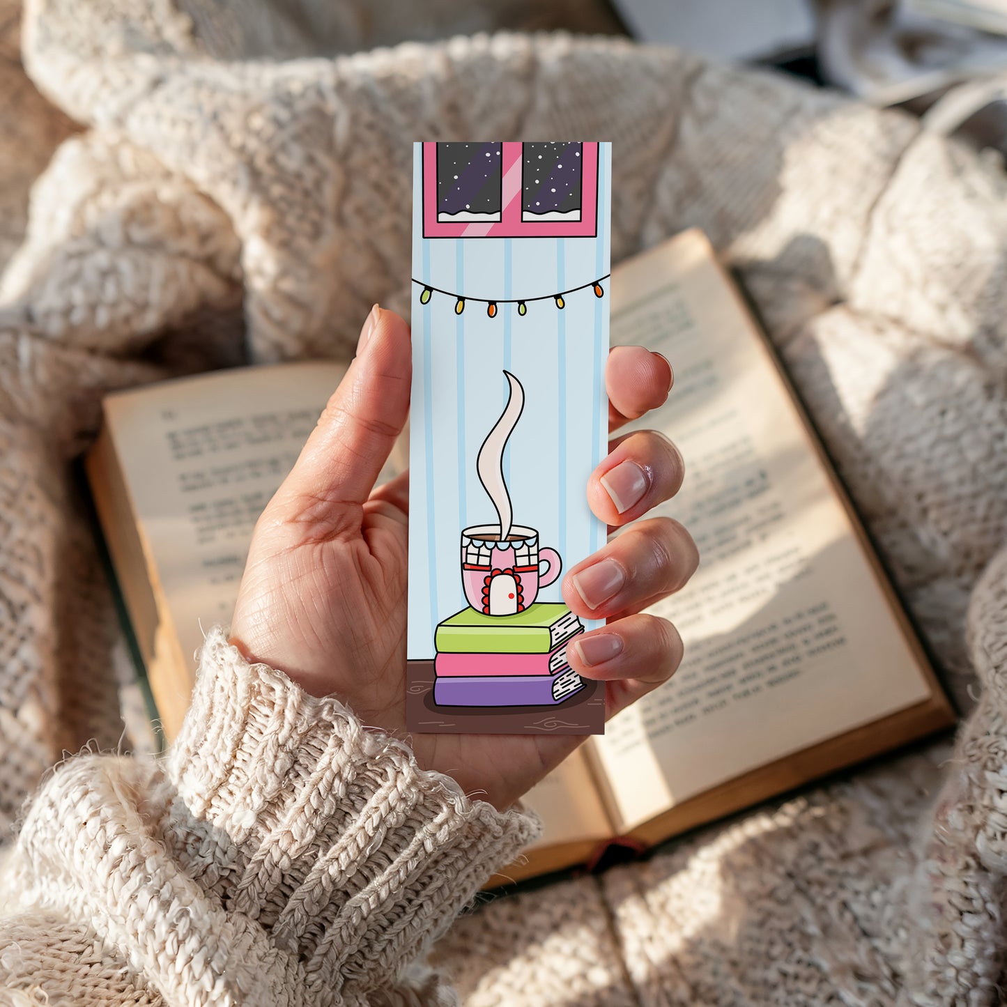 Hot Cocoa & Books Bookmark – 2x6”