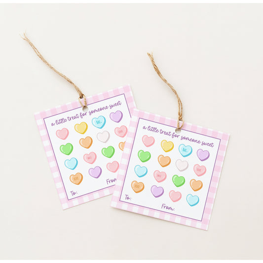 Conversational Hearts Gift Tag | 3x3 Printable Valentine Tag