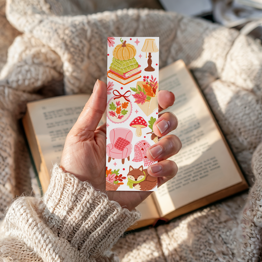 Cozy Fall Bookmark – 2x6” Autumn Reading Accessory for Book Lovers