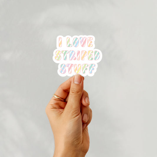 I Love Striped Stuff Sticker – Pastel Vinyl Decal