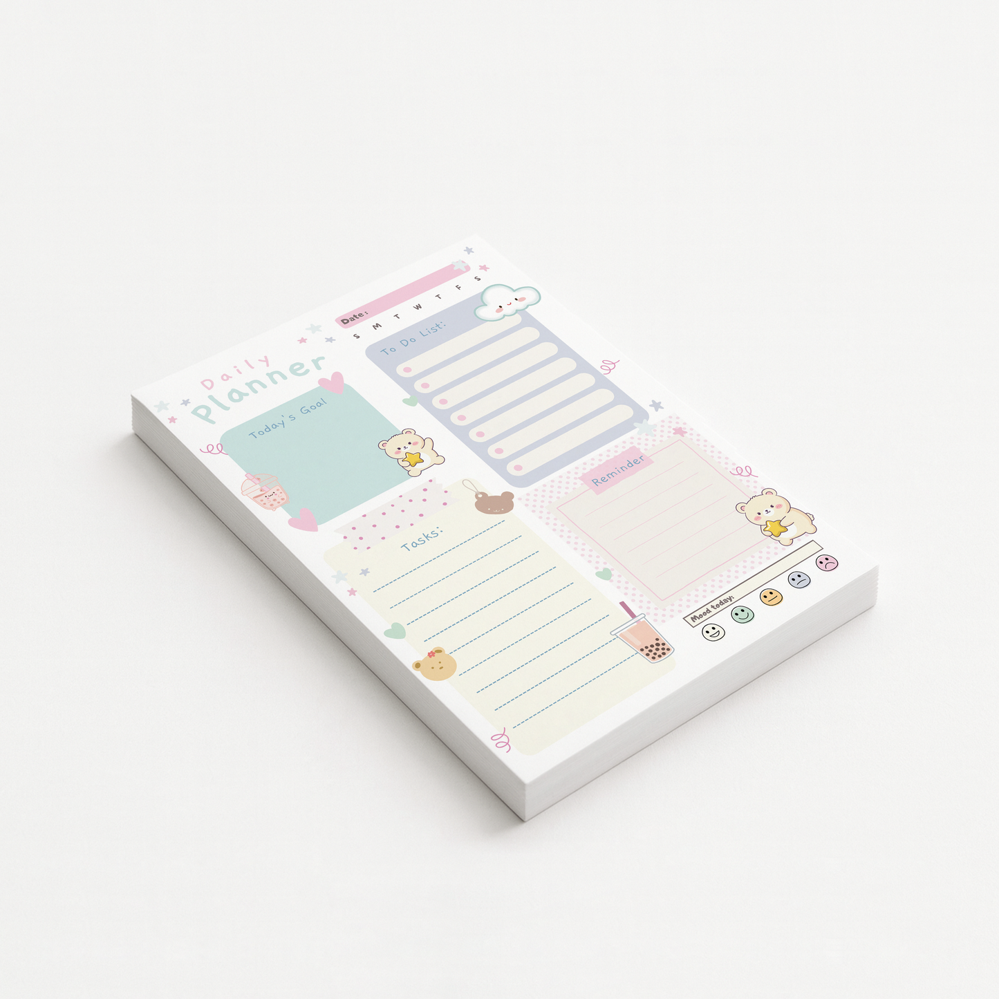 Kawaii Pastel Bear Daily Planner Notepad