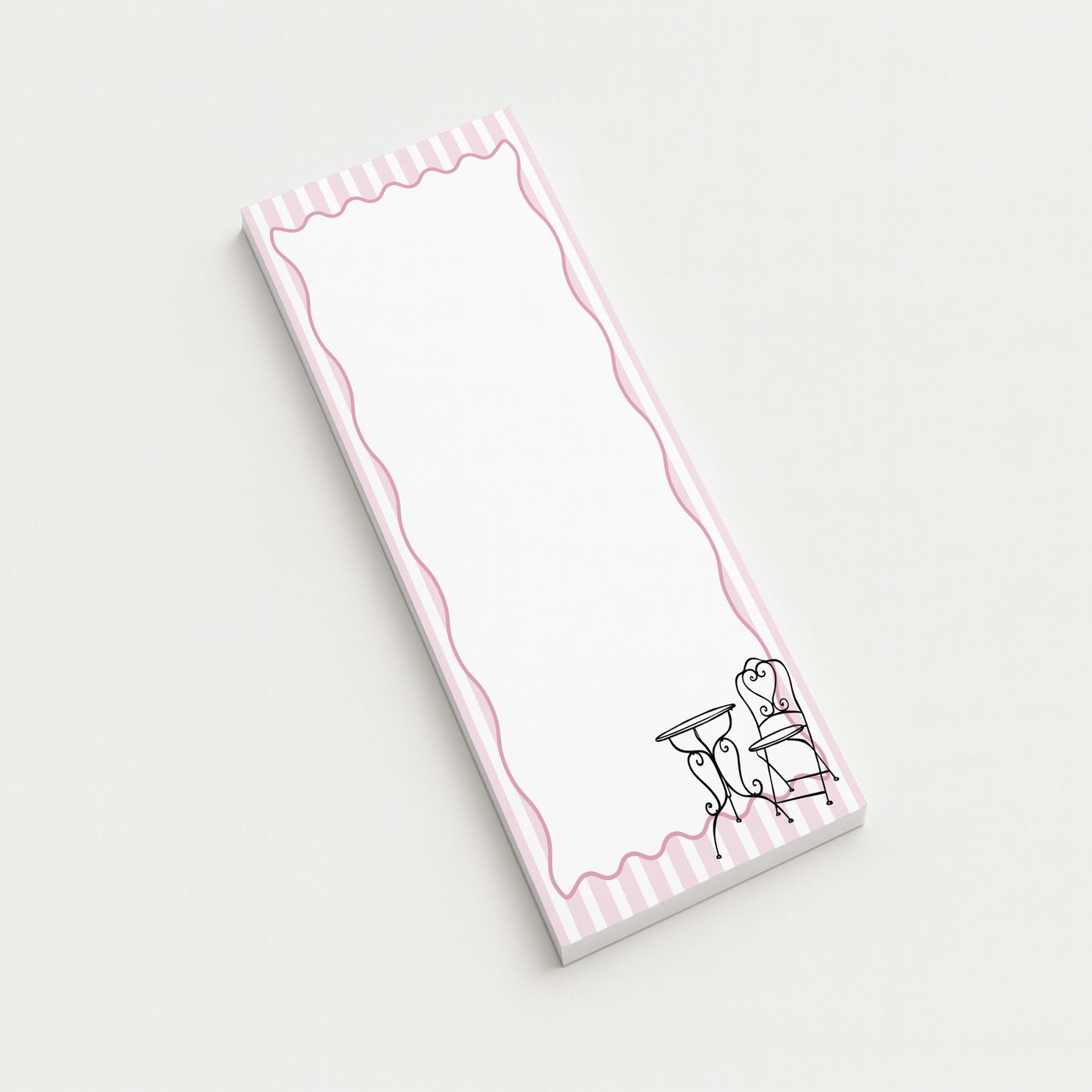 Pink Stripe Bistro Notepad | Parisian Café List Pad for Notes, To-Dos & Gifting