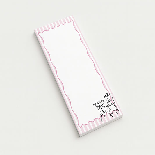 Pink Stripe Bistro Notepad | Parisian Café List Pad for Notes, To-Dos & Gifting