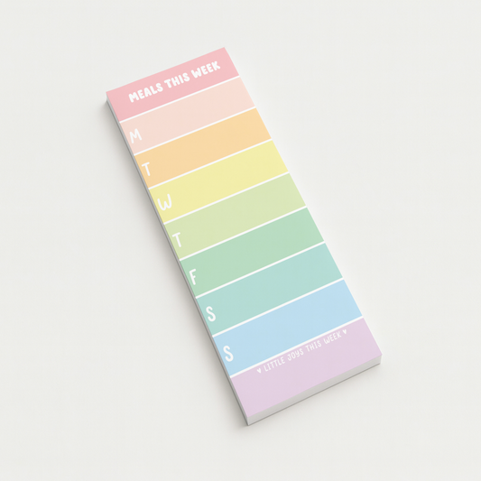 Pastel Weekly Meals Notepad | Cute Meal Planner Pad | Colorful Desk Planner | Gift for Moms & Busy Families
