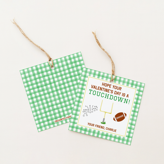 Football Valentine Gift Tag - Instant Download