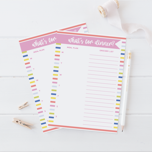 What’s for Dinner? Weekly Meal Plan & Grocery List Notepad – 5.5" x 8.5"