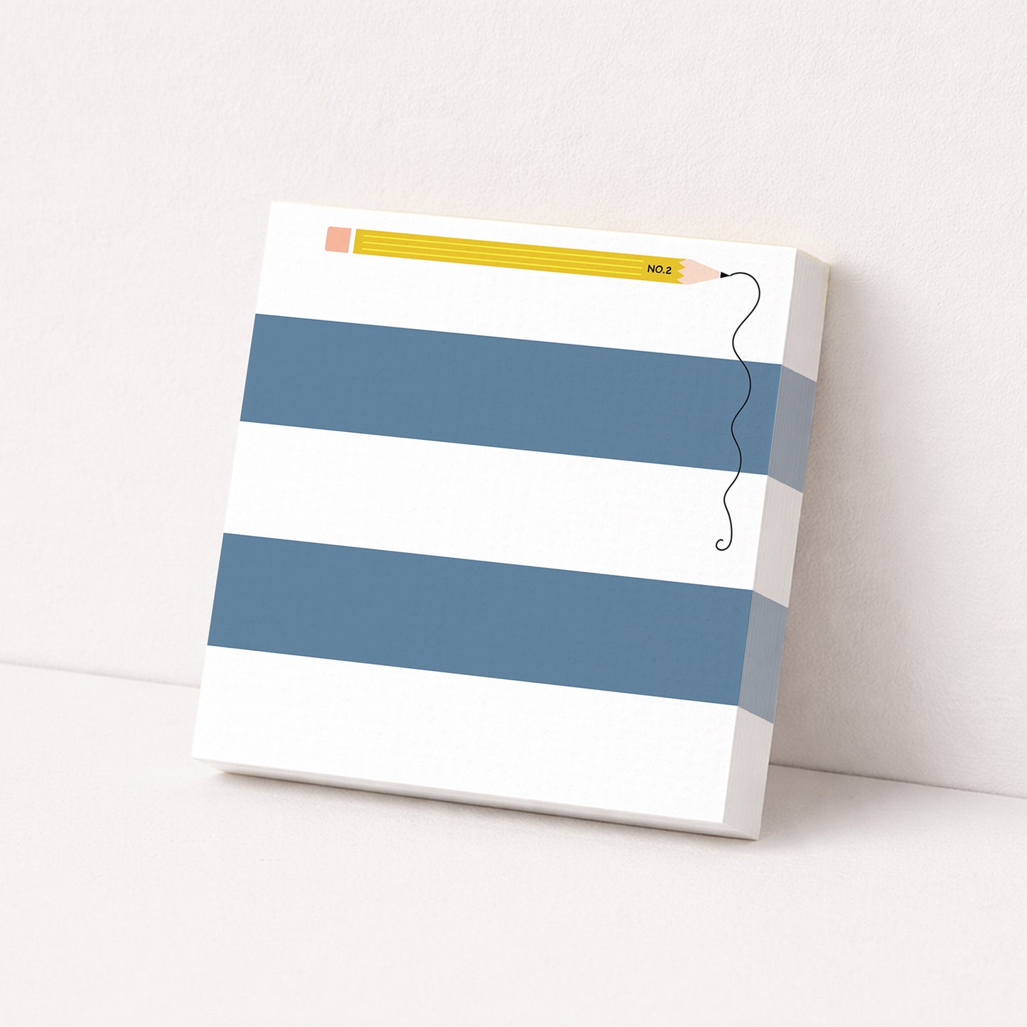 Slate Blue Striped Notepad | Chic Desk Pad 5 x 5"