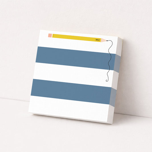 Slate Blue Striped Notepad | Chic Desk Pad 5 x 5"