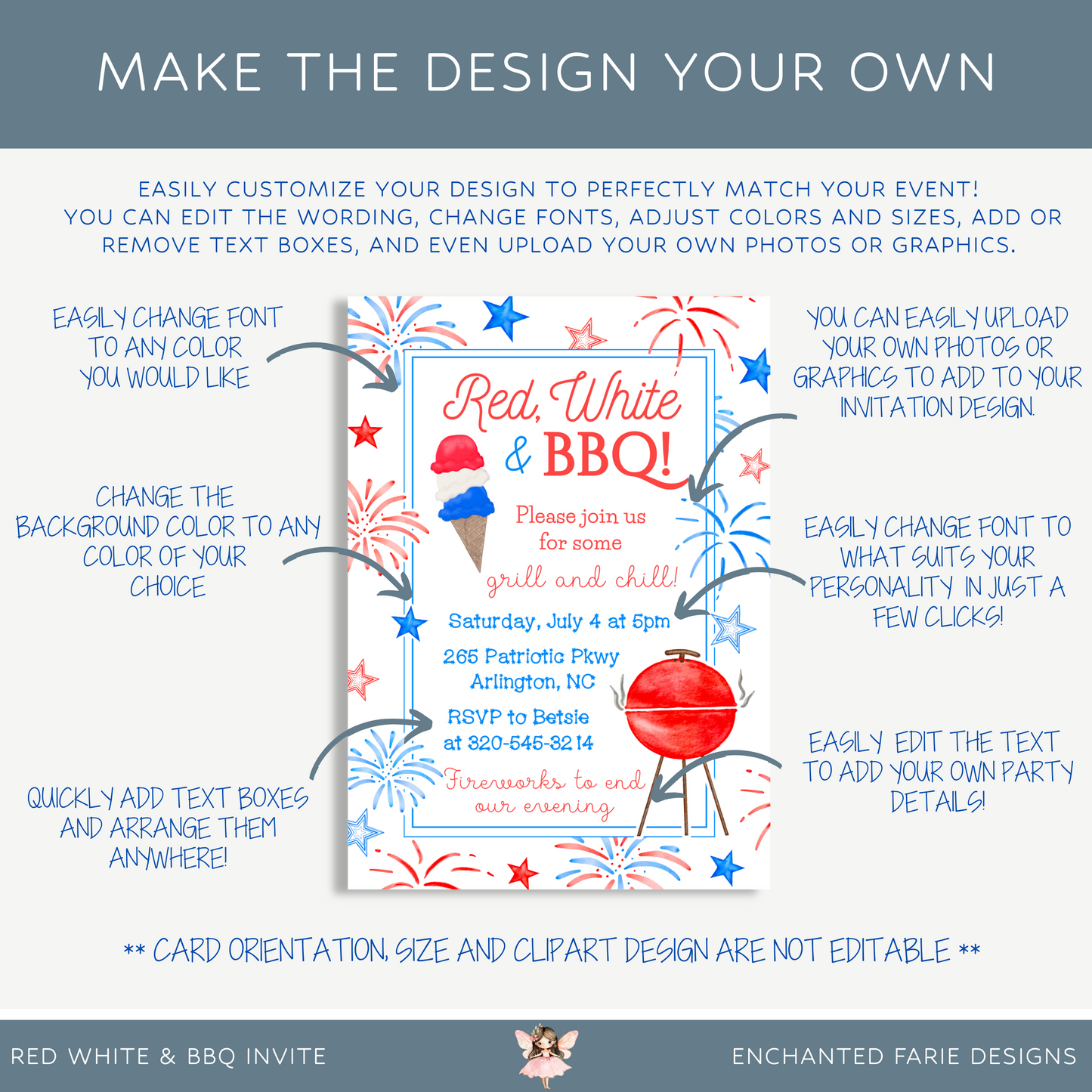 Red, White & BBQ 4th of July Invitation