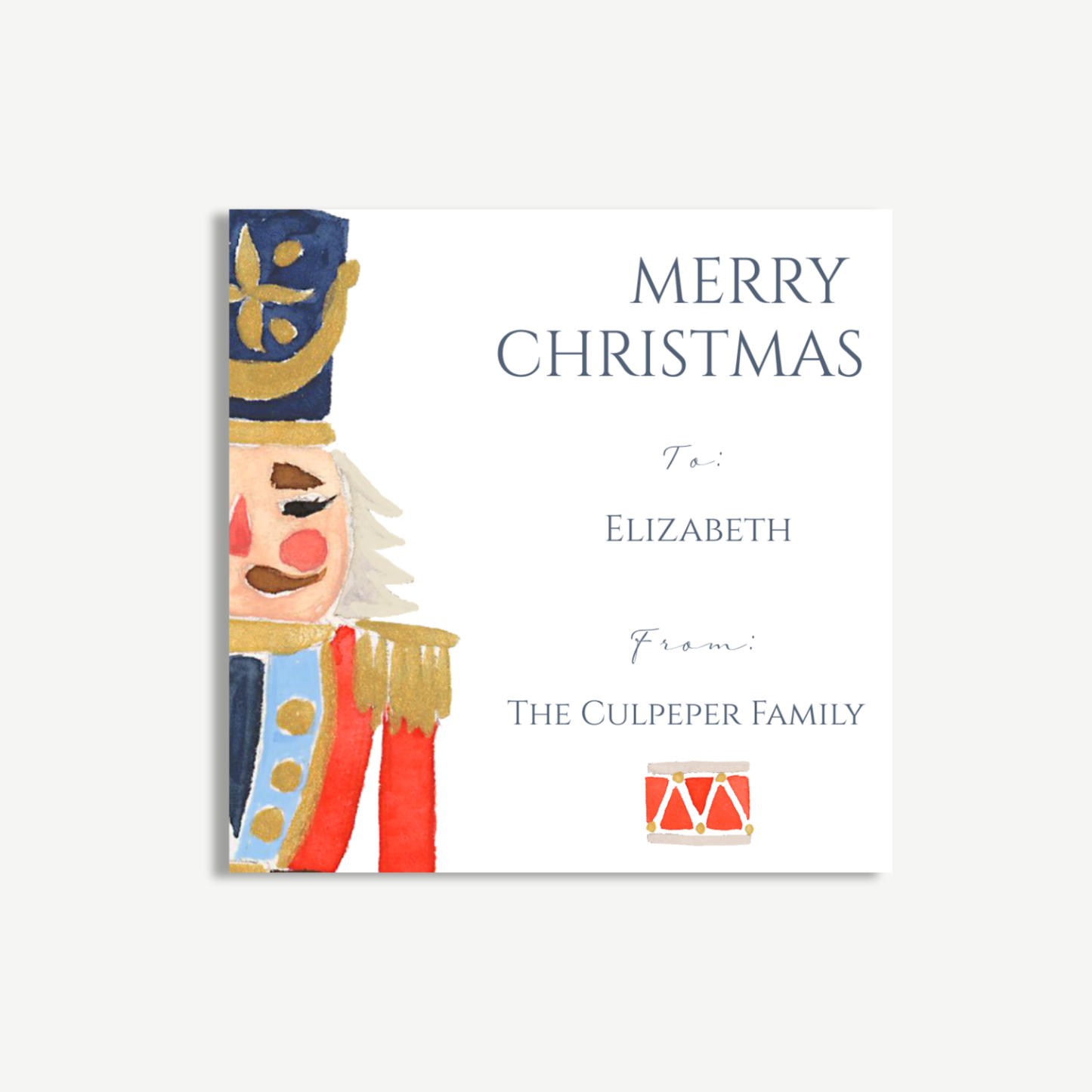 Blue Nutcracker Christmas Gift Tag