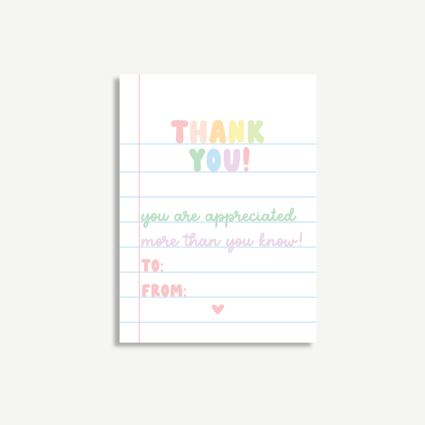 Thank You Mini Card & Envelope | Teacher Gift Tag