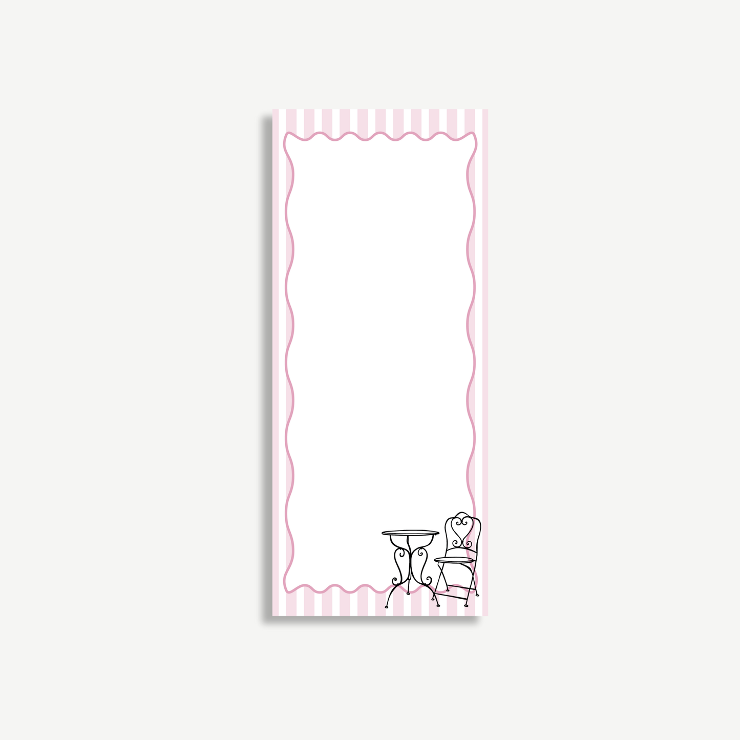 Pink Stripe Bistro Notepad | Parisian Café List Pad for Notes, To-Dos & Gifting